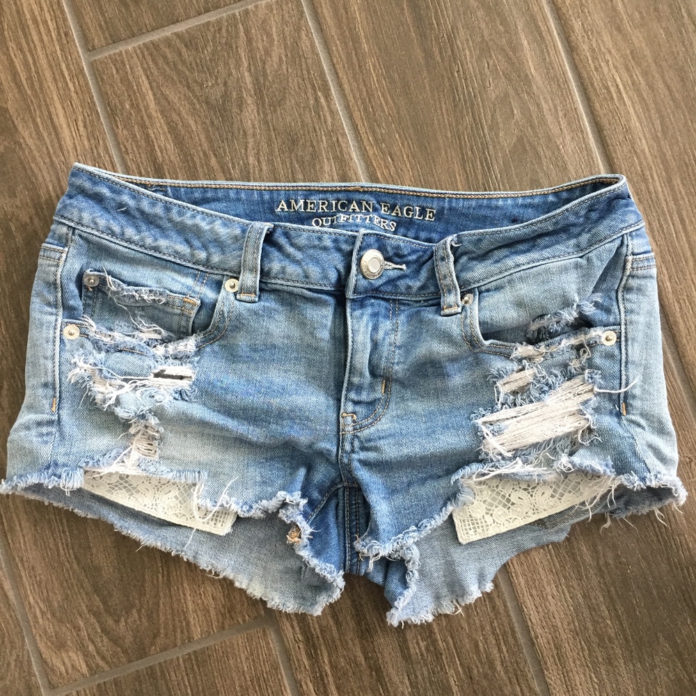 Super Low Shortie Shorts from AE with lace detail